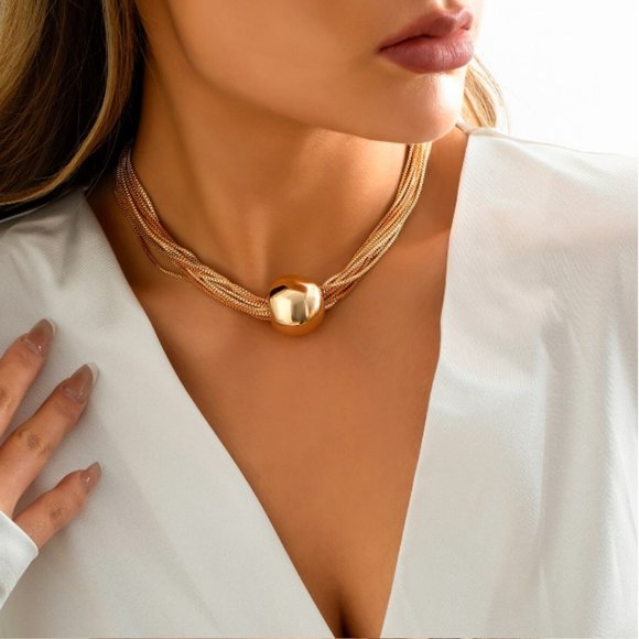 ๐50% OFF/3+...Multi-chain with Ball Necklace (Gold) - Picture 3 of 9